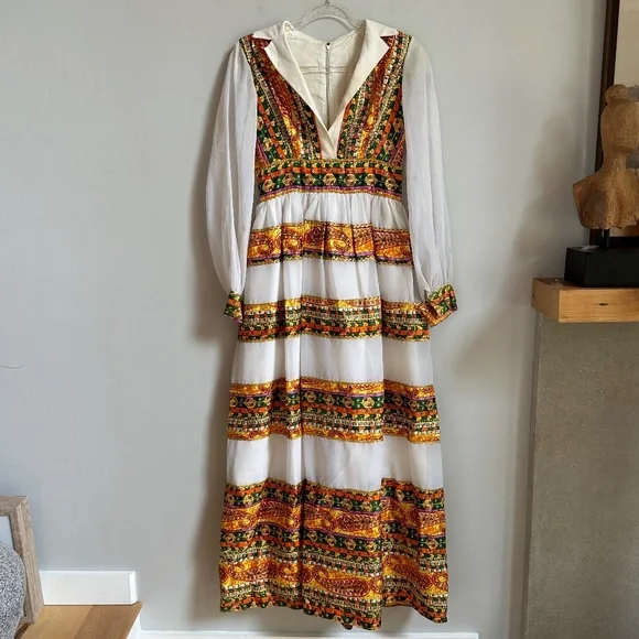 Vintage 70s Groovy Hostess Party Gown Dress - Picture 1 of 5